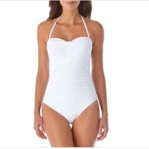 Anne Cole Womens Twist Front Strapless One-Piece